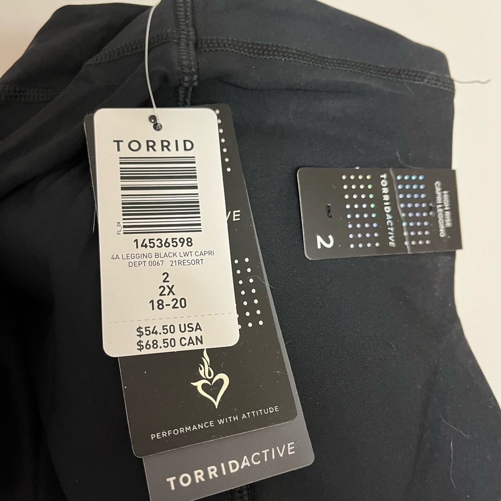 NWT Torrid Active Black Capri Leggings - 2X